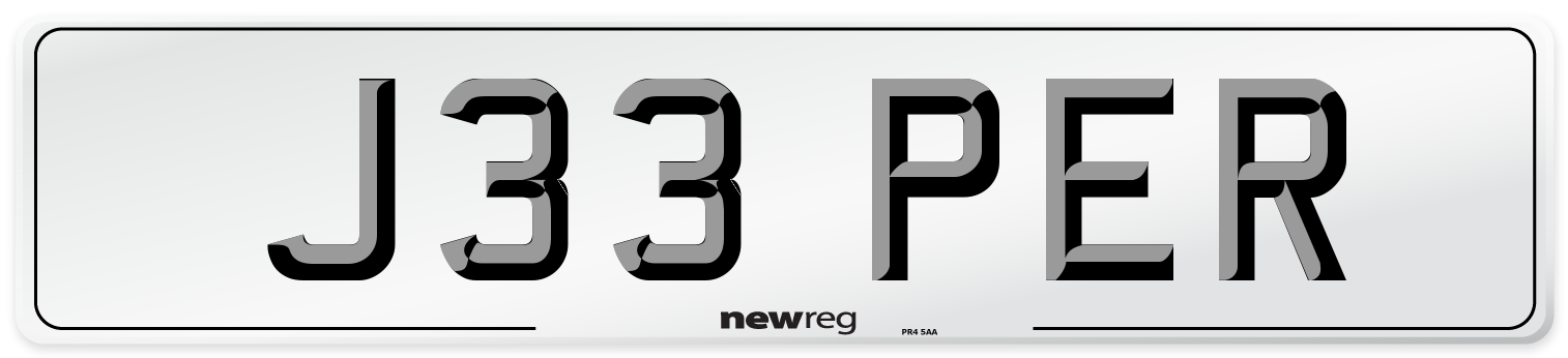 J33 PER Number Plate from New Reg